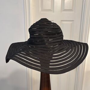 Elegant Black Striped Wide Brim Hat